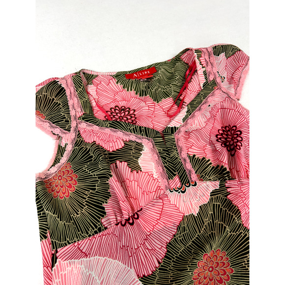 y2k A-line Floral Lace Trim‎ Boho Top Pink Green Retro Indie Fairycore Shirt 12 - Picture 3 of 10